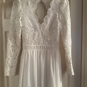 Lulu's White Lace Long Sleeve Dress
